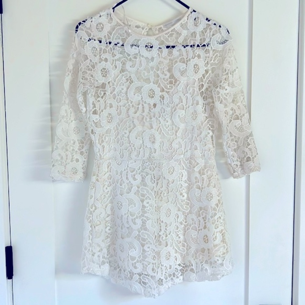 Zara W/B Collection Lace Romper in Small